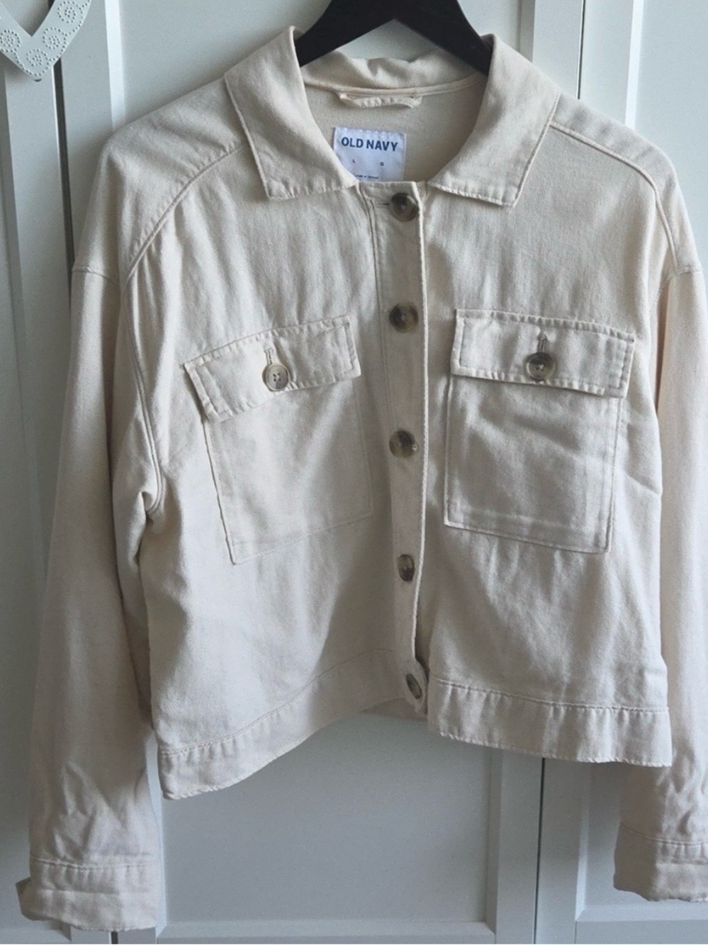 Old Navy Cream Button-Front Utility Jacket